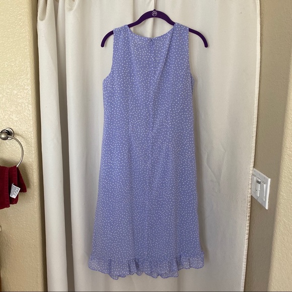 Vintage Periwinkle Polka Dot Midi Ruffle Dress - Picture 5 of 6